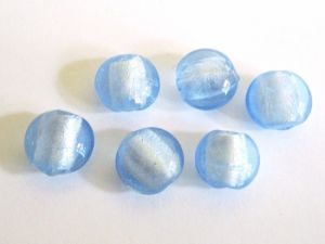 Foil bead coin small  light blue FH0042