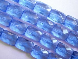 Crystal glass bead rectangle blue JGB0450