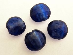 Foil bead coin cobalt blue FH0006