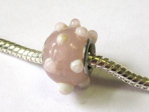Glass bead dot pink big hole 