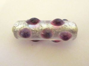 Foil bead tube lilac  dotsFH0162 (2pcs)