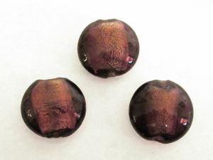Foil bead coin plum (3pcs) FH0015