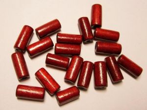 Wood bead tube 7x15mm dark red 