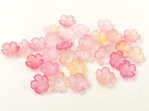 Akryylikukka pieni 5 terälehtinen pinkkikellertäväsekoitus (30kpl)