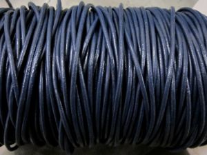Leather cord 2mm round dark blue