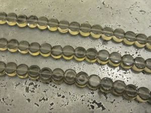 Glass bead flat coin smokey brown