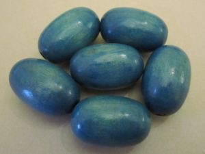 Wood bead grain dark turquoise (18x29)