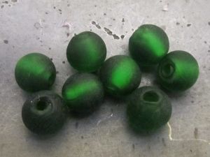Frosted foil bead 10mm dark green FH0131