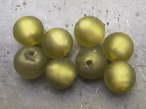 Frosted foil bead 10mm  olive FH0128