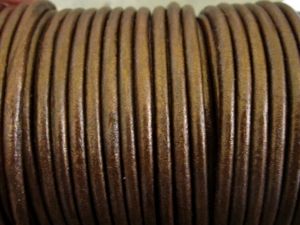 Leather cord 3mm round dark copper