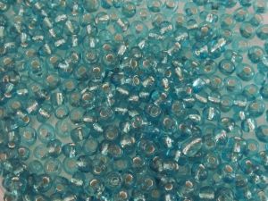 Glass seed bead 6/0 silver foil light turquoise