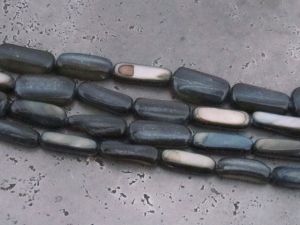 Shell bead narrow rectangle 5x14mm blue-grey (29pcs)
