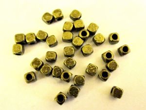 Metal bead cube antique brass