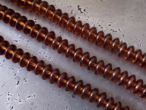 Glass bead rondelle dark amber (4x8mm)