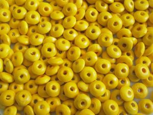 Wood bead rondelle yellow (4x8)