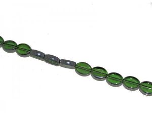 Glass bead metal plated edge oval JMG0023