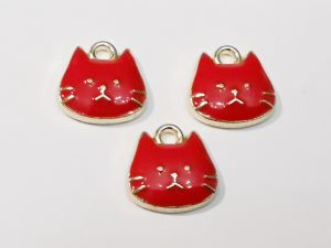 Riipus emaloitu kissankasvot  punainen (3kpl) K