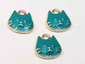 Riipus emaloitu kissankasvot sinivihreä (3kpl)