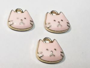 Riipus emaloitu kissankasvot vaaleanpunainen (3kpl) K