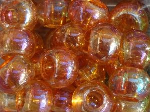Glass bead rondelle big hole AB-orange