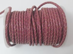 Braided leather cord 4mm old rose