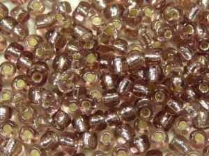 Glass seed bead 6/0 silver foil rose