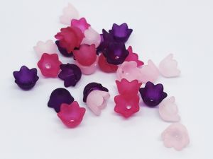 Akryylikukka matta sekoitus pinkki/t.luumu/ vaaleanpunainen (30 kpl)