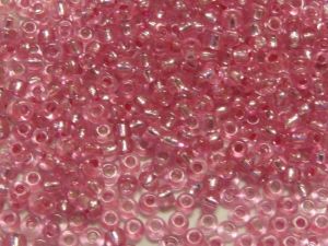 Glass seed bead 8/0 silver foil pink