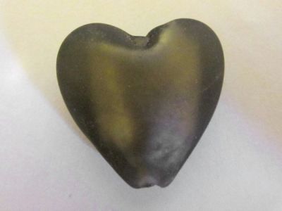 Frosted foil bead heart small smokey grey  FH0157