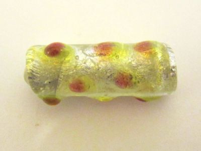 Foil bead tube yellow / amber dots FH0161 (2pcs)