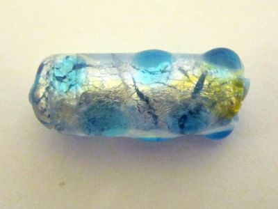 Foil bead tube turquoise dots FH0163 (2pcs)
