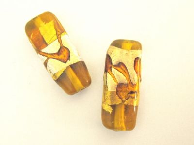 Foil bead rectangle pattern  amber (2pcs)