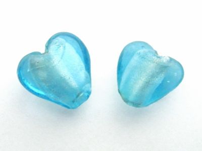 Foil bead heart (4pcs) light turquoise FH0085