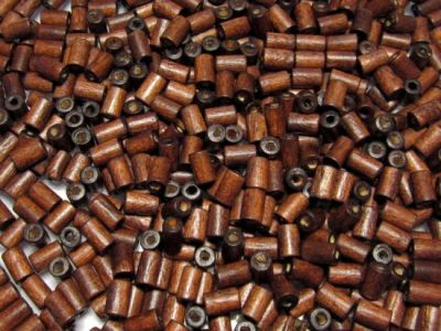 Wood bead cylindrical 4x6mm dark brown