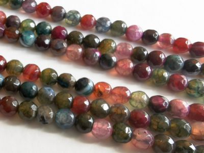 Akaatti fasetoitu 6mm monivärinauha (64 kpl)