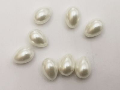 Helmiäislasi pisara kerman valkoinen 9x7mm (8kpl)
