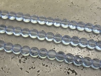 Glass bead small flat coin light blue