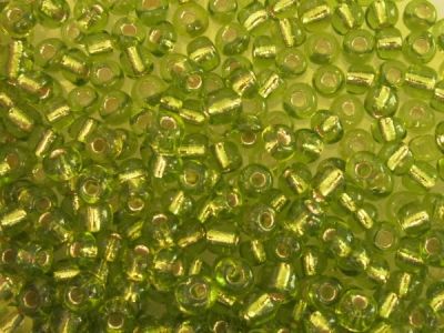 Glass seed bead 6/0 silver foil lime