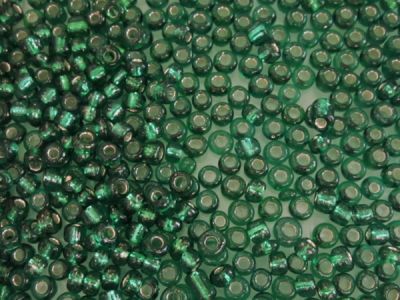 Glass seed bead 6/0 silver foil green