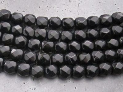 Glass bead faseted black 8mm (40pcs)