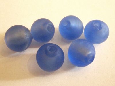 Frosted foil bead 12mm blue