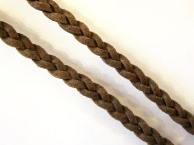 Suede imitation ribbon plaited brown