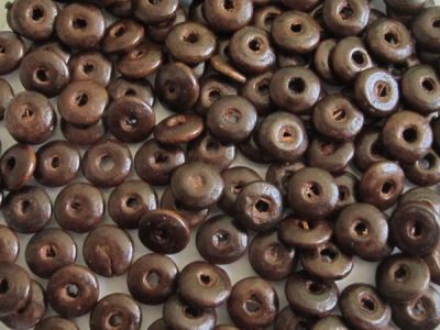 Wood bead rondelle brown (4x10)