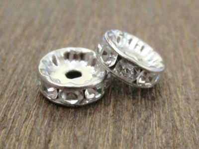 Spacer bead with rhinestones clear (3pcs)