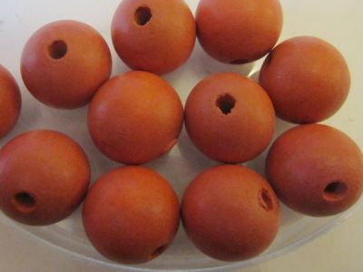 Wood bead matt orange (17mm)