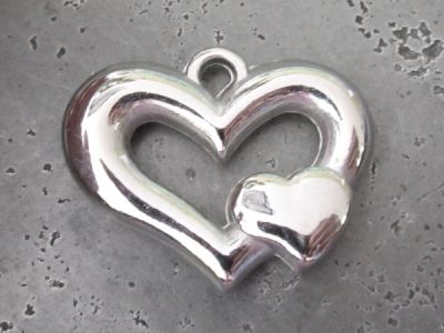 Copper coated bead double heart CCB5036