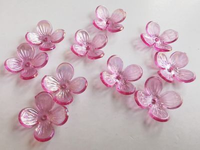 Akryylikukka 4 terälehtinen AB pinkki 18x16mm (10kpl)