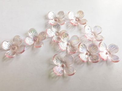 Akryylikukka 4 terälehtinen AB vaaleanpunainen 18x16mm (10 kpl)