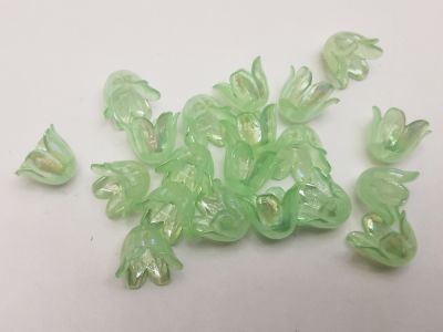 Akryylikukka kielo ab vaaleanvihreä puoliopaali (20kpl)