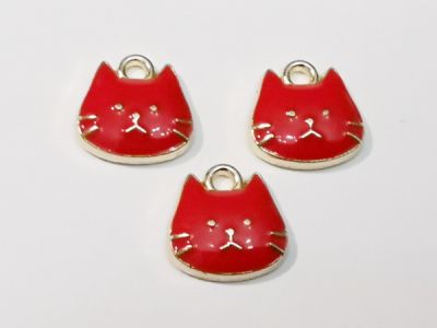 Riipus emaloitu kissankasvot  punainen (3kpl) K